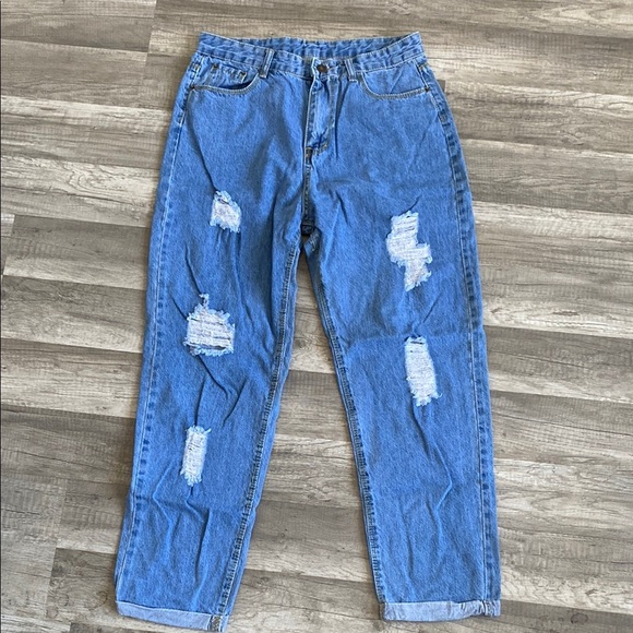💜 Women's Blue Distressed Jeans - Picture 1 of 1